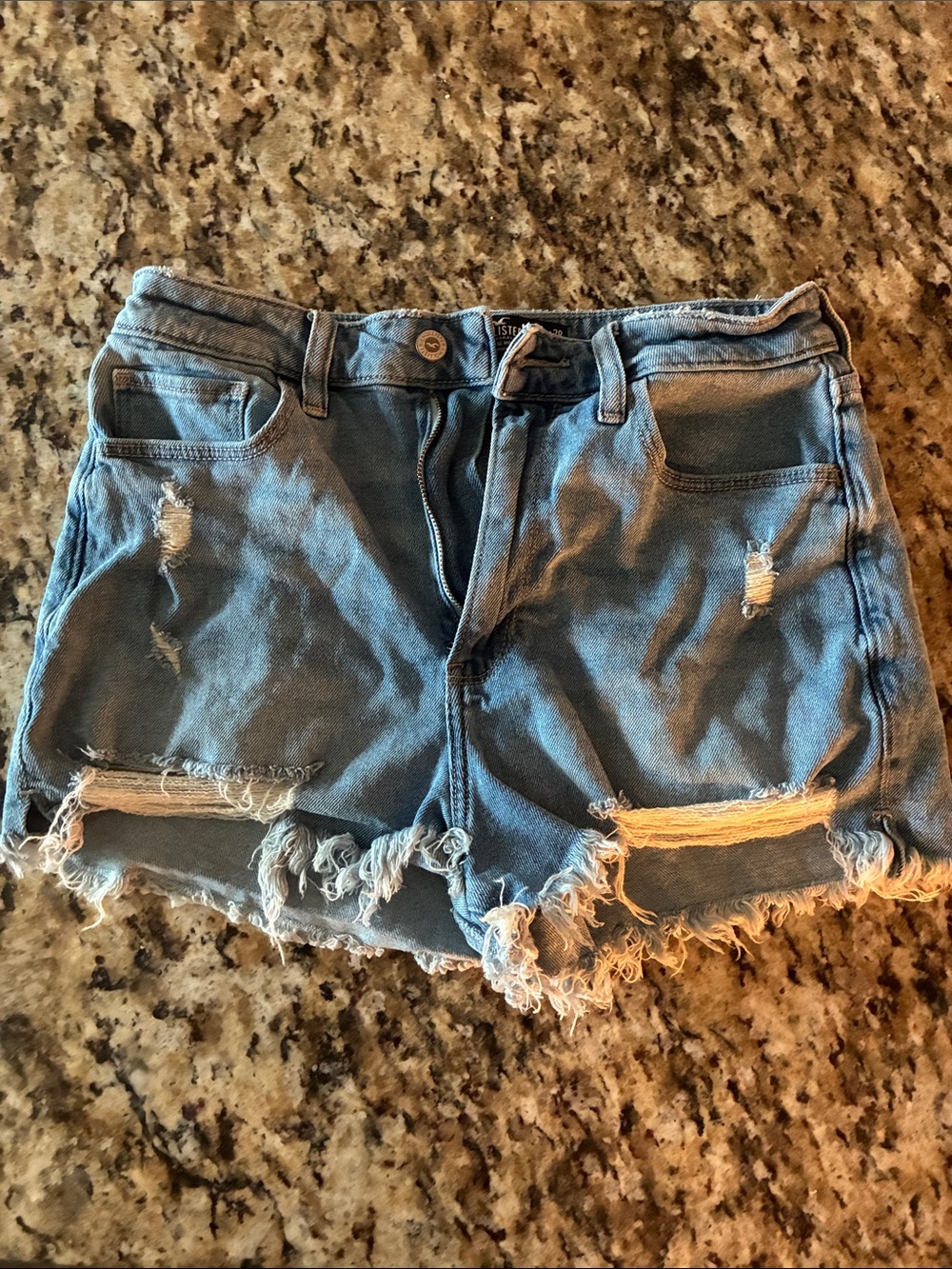 Hollister Light Blue Distressed Denim Shorts